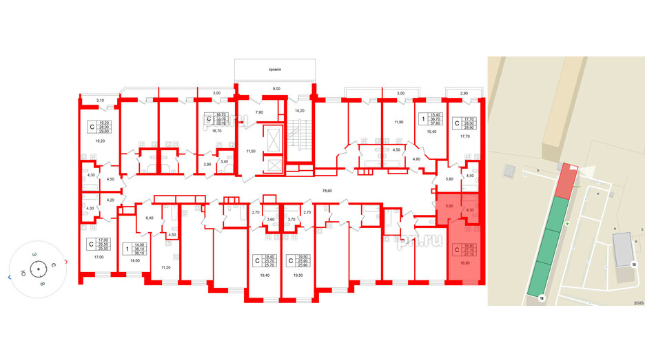Квартира в ЖК «Яркий», студия, 27.1 м², 2 этаж