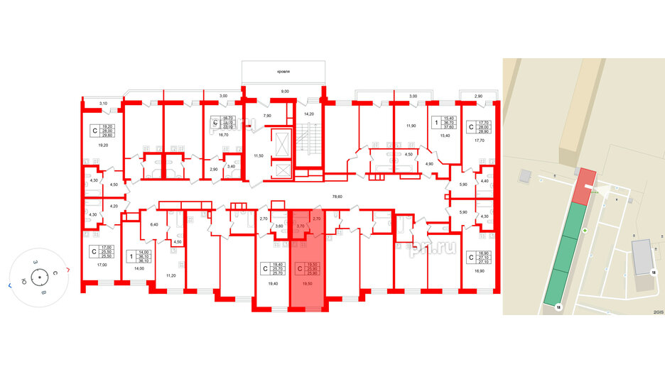 Квартира в ЖК «Яркий», студия, 25.9 м², 2 этаж
