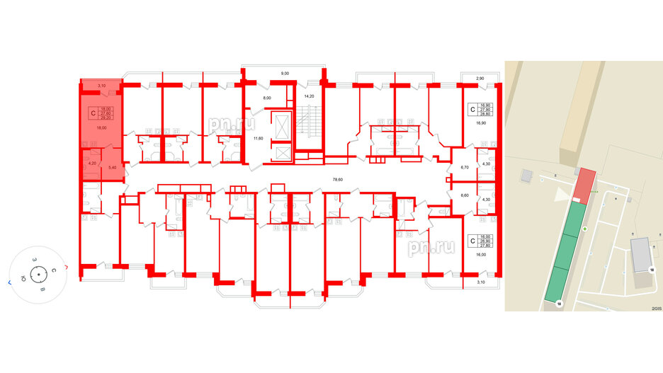 Квартира в ЖК «Яркий», студия, 27.6 м², 10 этаж