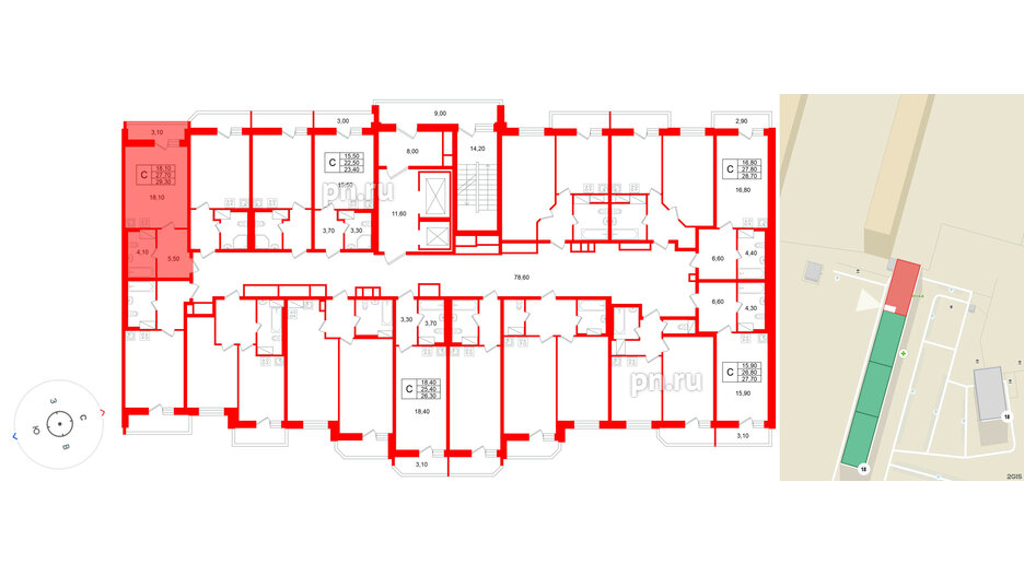 Квартира в ЖК «Яркий», студия, 27.7 м², 11 этаж