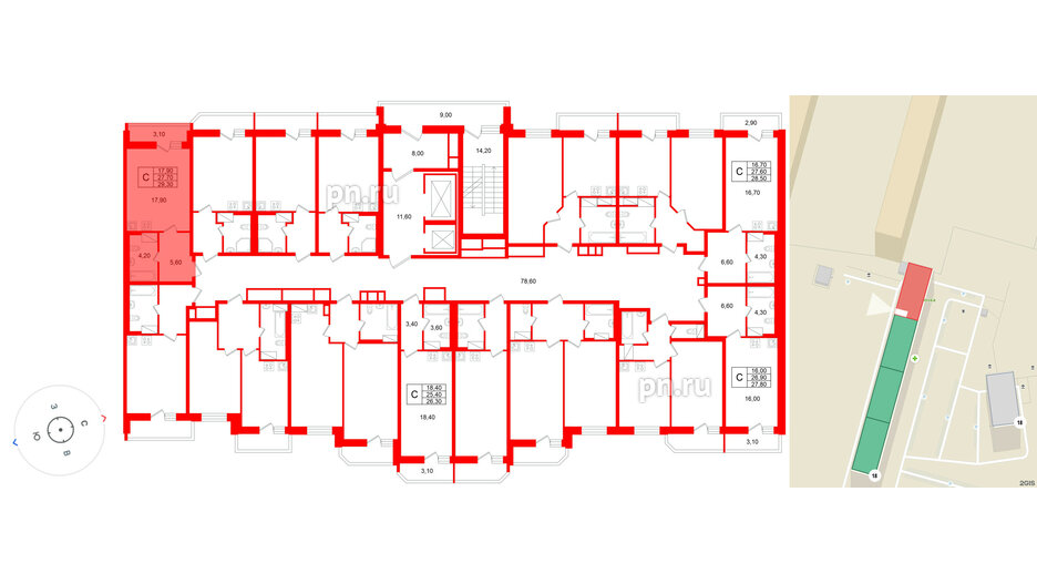 Квартира в ЖК «Яркий», студия, 27.7 м², 12 этаж