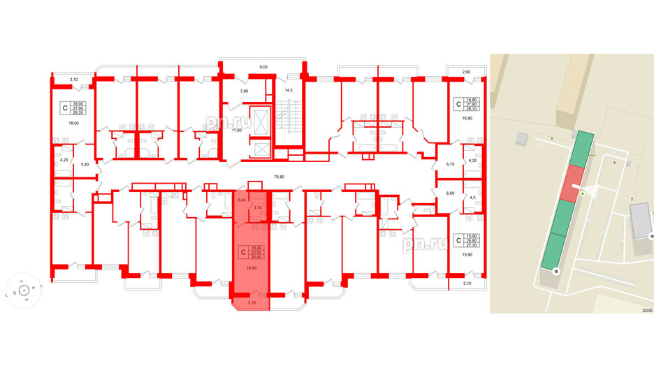 Квартира в ЖК «Яркий», студия, 25.5 м², 6 этаж