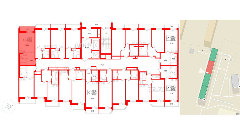 Квартира в ЖК «Яркий», студия, 27.6 м², 6 этаж
