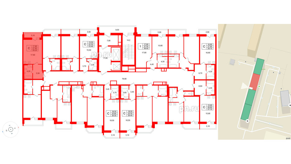 Квартира в ЖК «Яркий», студия, 27.6 м², 9 этаж
