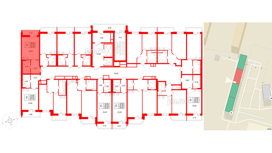 Квартира в ЖК «Яркий», студия, 27.7 м², 11 этаж