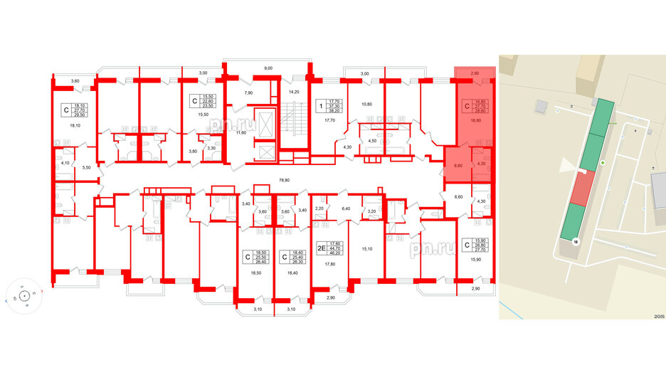 Квартира в ЖК «Яркий», студия, 27.7 м², 8 этаж