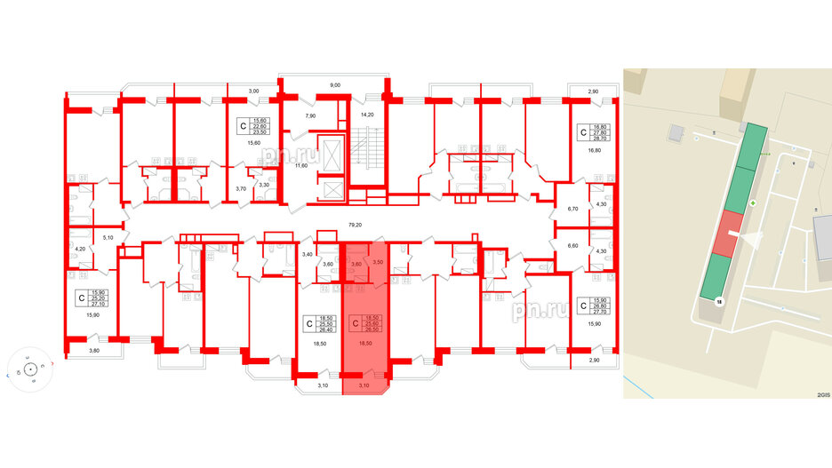Квартира в ЖК «Яркий», студия, 25.6 м², 9 этаж