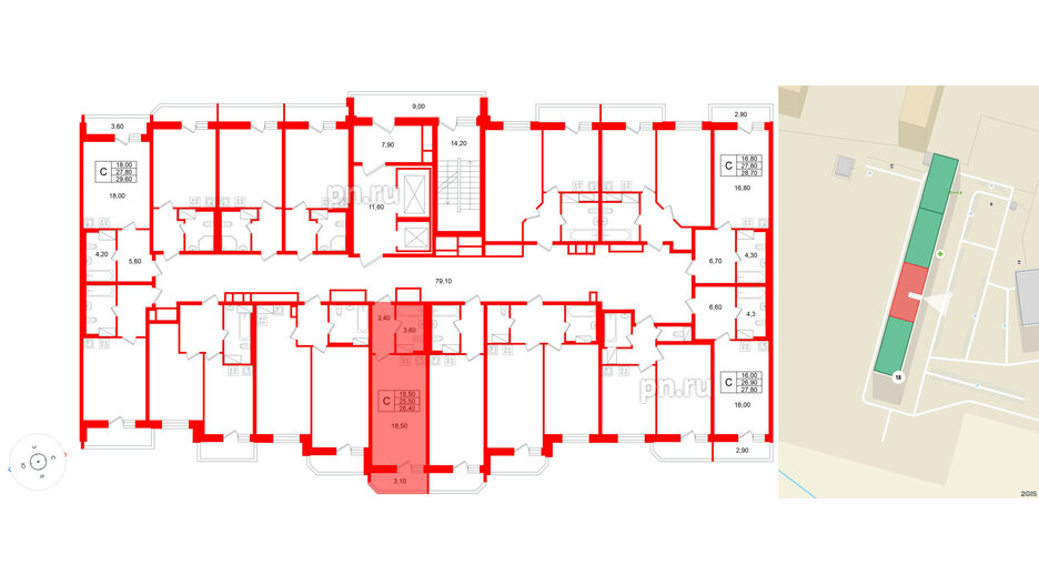 Квартира в ЖК «Яркий», студия, 25.5 м², 6 этаж