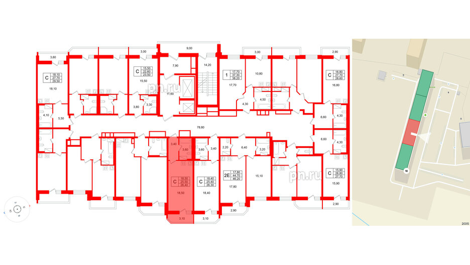 Квартира в ЖК «Яркий», студия, 25.5 м², 8 этаж
