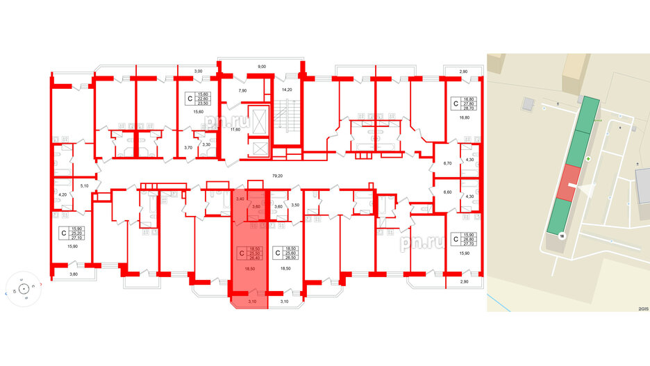 Квартира в ЖК «Яркий», студия, 25.5 м², 9 этаж