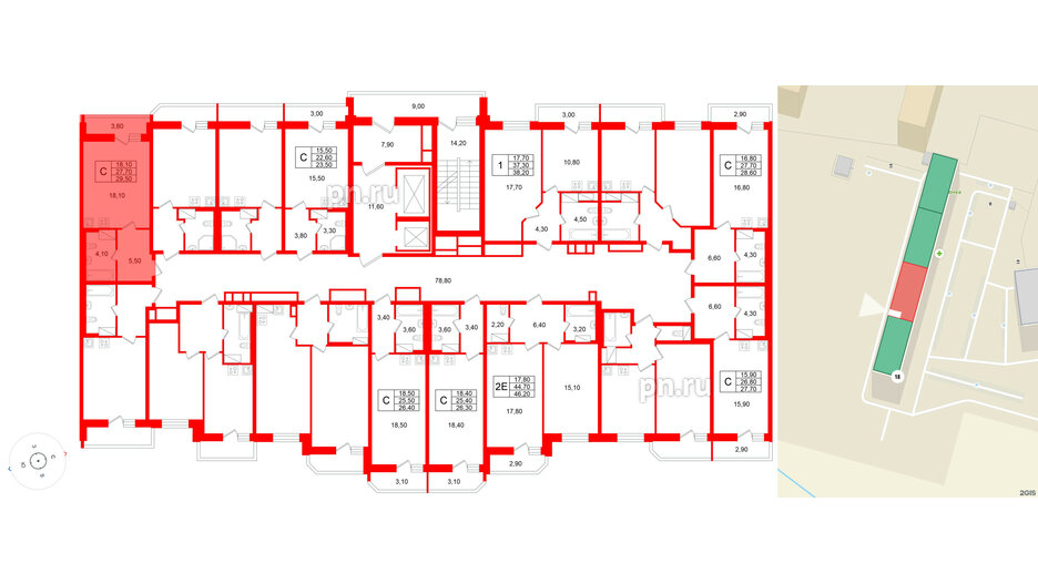 Квартира в ЖК «Яркий», студия, 27.7 м², 8 этаж