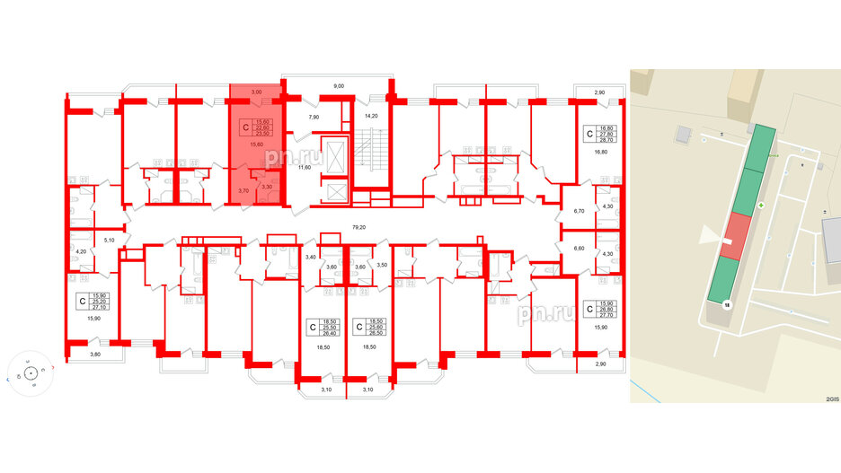 Квартира в ЖК «Яркий», студия, 22.6 м², 9 этаж