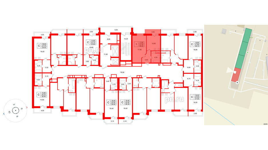 Квартира в ЖК «Яркий», 1 комнатная, 37.5 м², 9 этаж