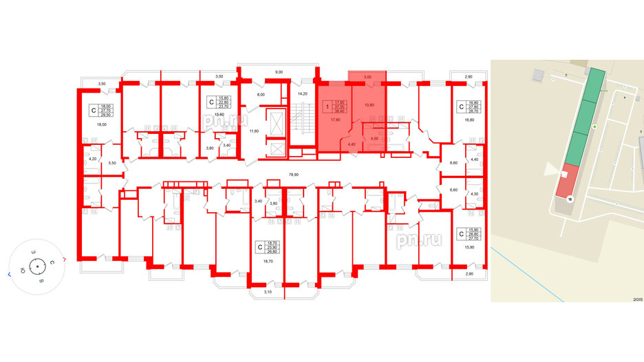 Квартира в ЖК «Яркий», 1 комнатная, 37.5 м², 11 этаж