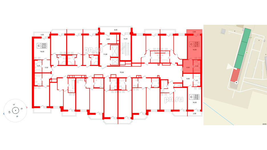 Квартира в ЖК «Яркий», студия, 27.8 м², 7 этаж