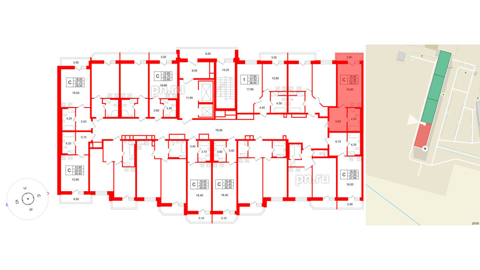 Квартира в ЖК «Яркий», студия, 27.8 м², 9 этаж