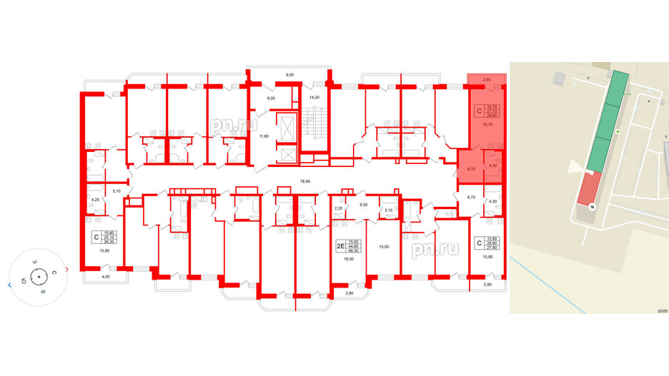 Квартира в ЖК «Яркий», студия, 27.7 м², 12 этаж