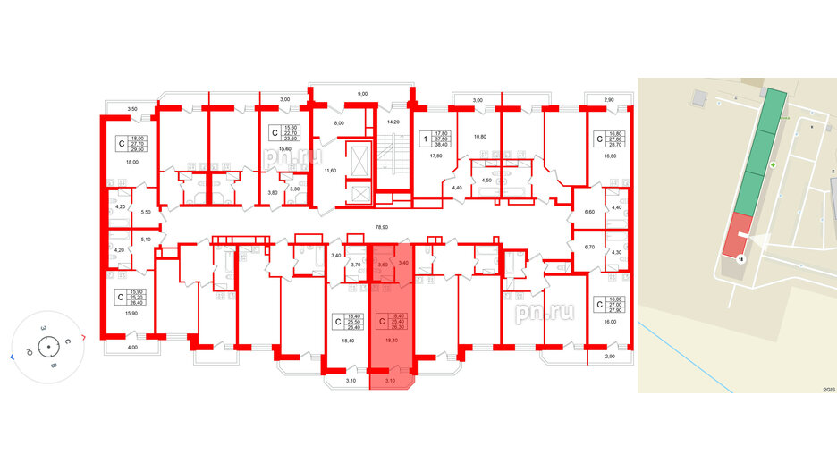 Квартира в ЖК «Яркий», студия, 25.4 м², 9 этаж