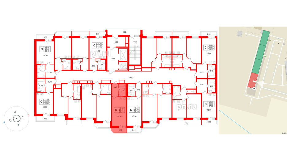 Квартира в ЖК «Яркий», студия, 25.6 м², 10 этаж