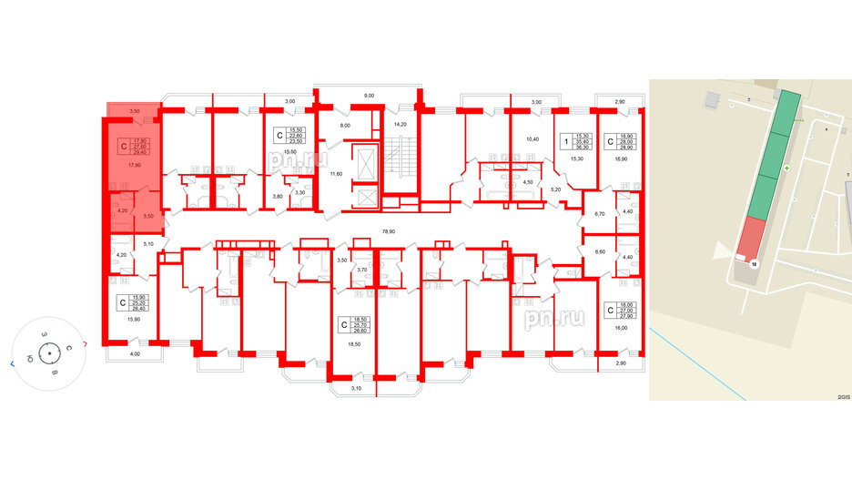Квартира в ЖК «Яркий», студия, 27.6 м², 8 этаж