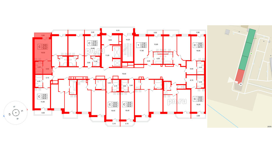 Квартира в ЖК «Яркий», студия, 27.7 м², 9 этаж