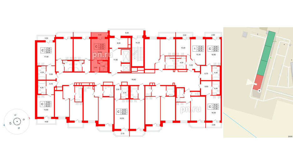 Квартира в ЖК «Яркий», студия, 22.6 м², 8 этаж