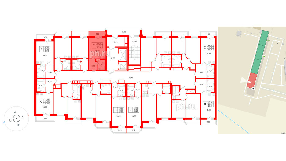 Квартира в ЖК «Яркий», студия, 22.7 м², 10 этаж