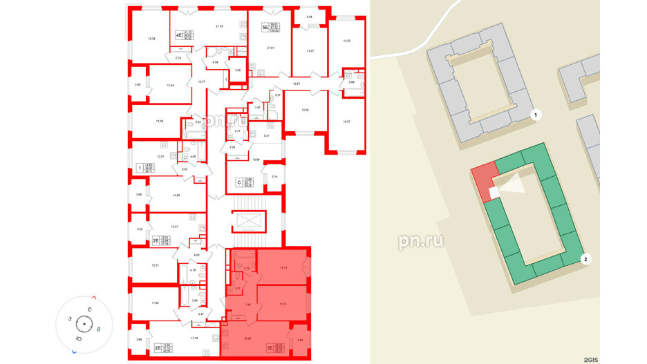 Квартира в ЖК Дубровский, 2 комнатная, 58.58 м², 3 этаж