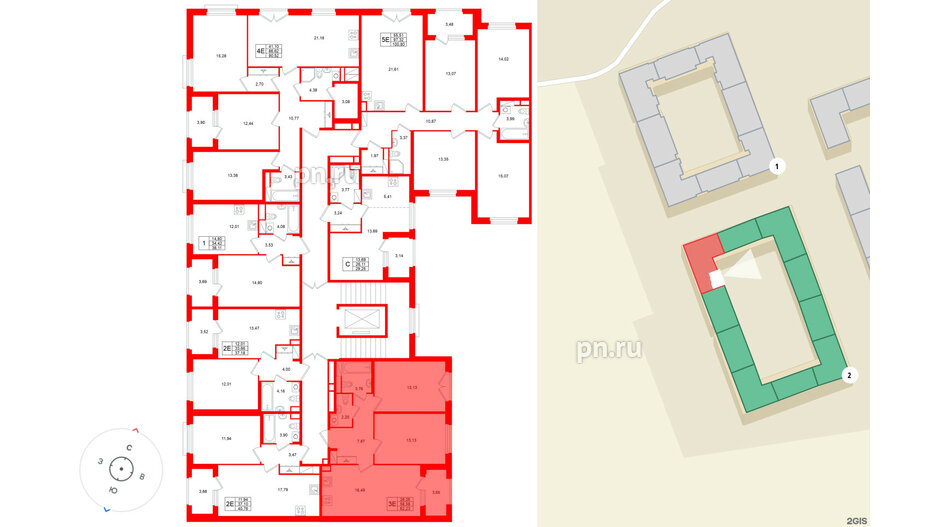 Квартира в ЖК Дубровский, 2 комнатная, 58.58 м², 4 этаж