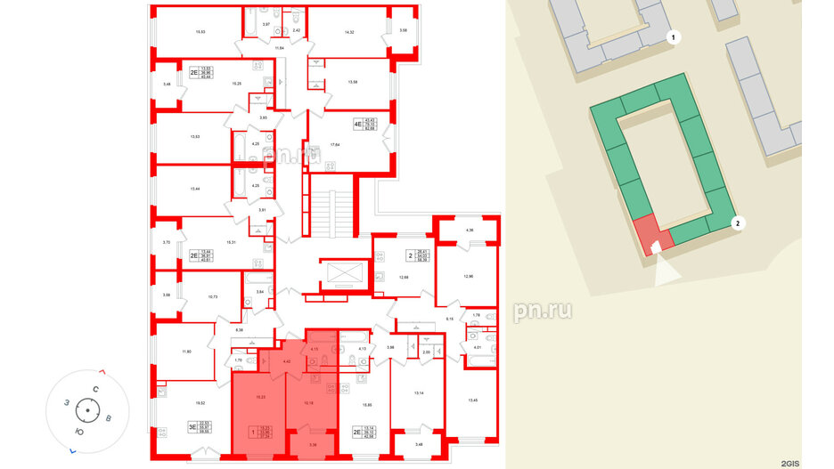 Квартира в ЖК «Дубровский», 1 комнатная, 33.96 м², 2 этаж