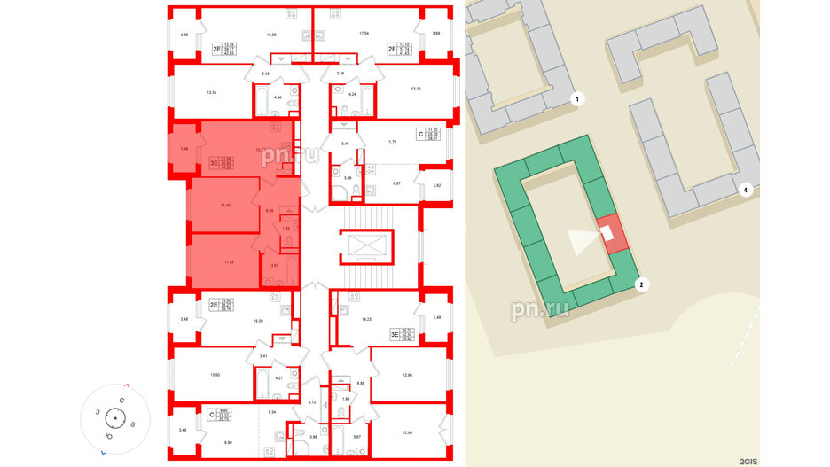 Квартира в ЖК «Дубровский», 2 комнатная, 50.8 м², 3 этаж