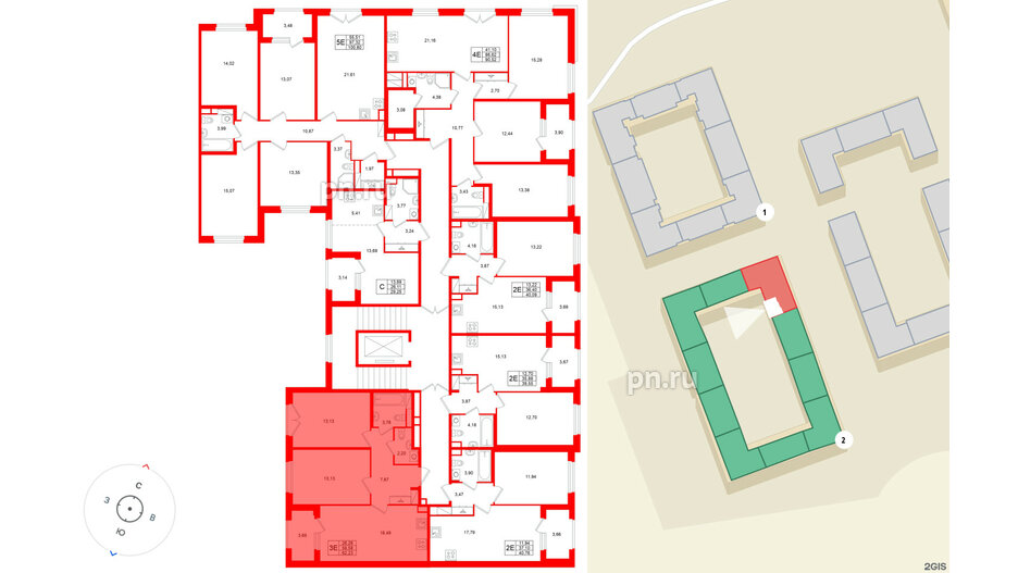 Квартира в ЖК Дубровский, 2 комнатная, 58.58 м², 3 этаж