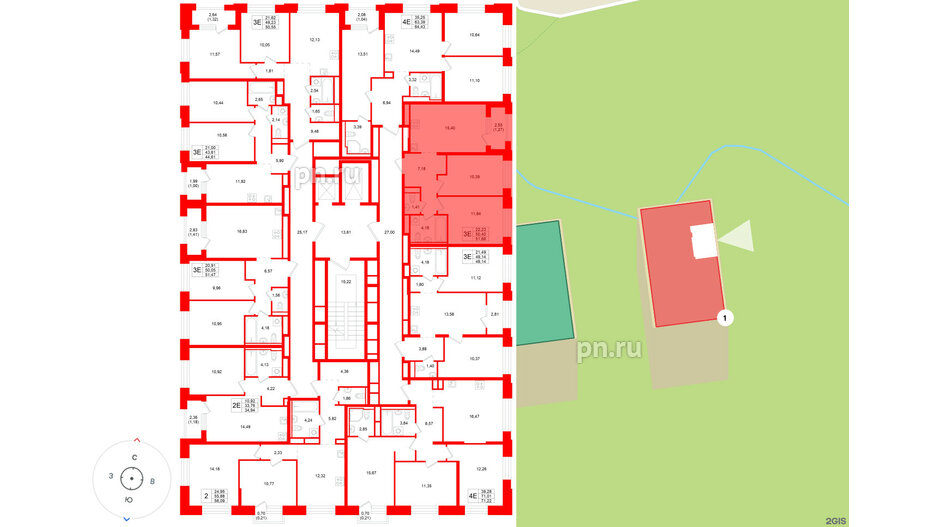 Квартира в ЖК «Кольский», 2 комнатная, 51.68 м², 15 этаж