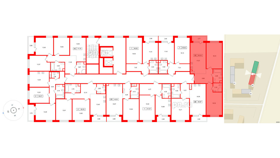 Квартира в ЖК «Расцветай в Янино», 2 комнатная, 68.36 м², 5 этаж
