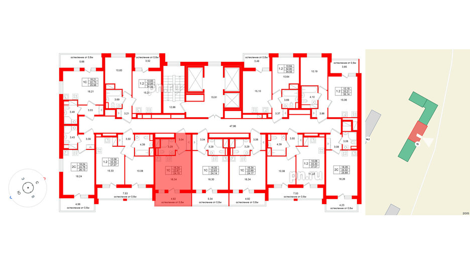 Квартира в ЖК «Город звёзд», студия, 22.67 м², 16 этаж