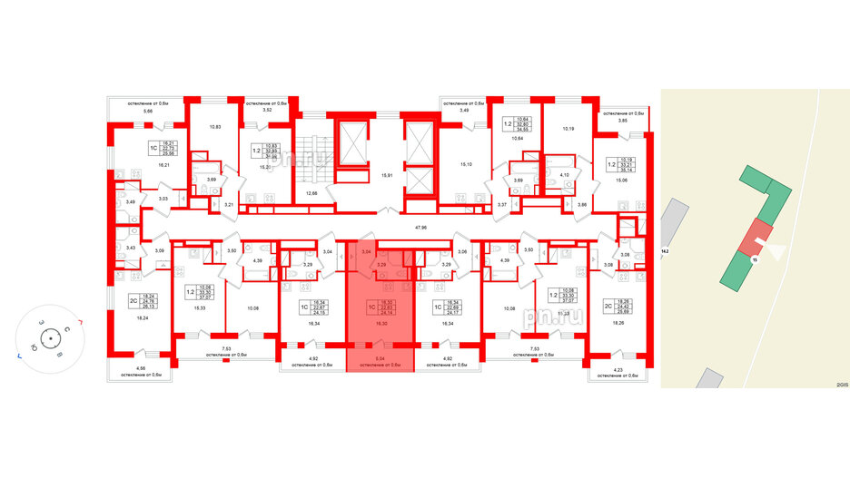 Квартира в ЖК «Город звёзд», студия, 22.63 м², 17 этаж