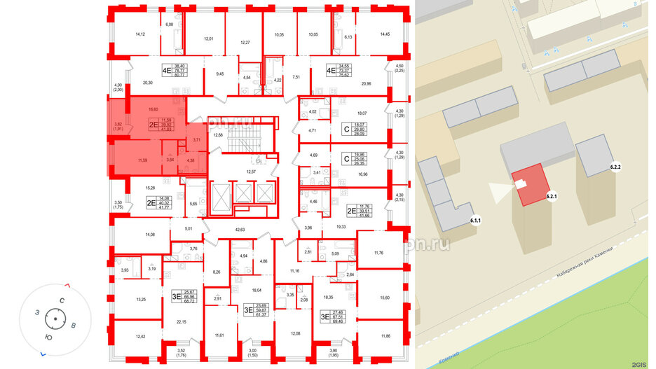 Квартира в ЖК Сезоны, 1 комнатная, 41.83 м², 6 этаж