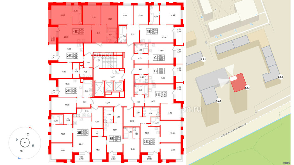 Квартира в ЖК «Сезоны», 3 комнатная, 80.77 м², 5 этаж