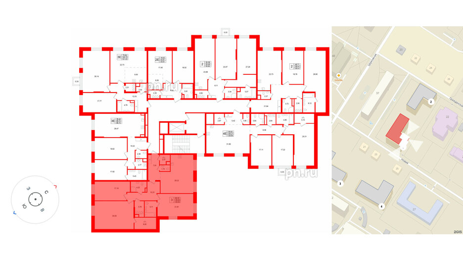 Квартира в ЖК «VI квартал», 3 комнатная, 138.84 м², 3 этаж