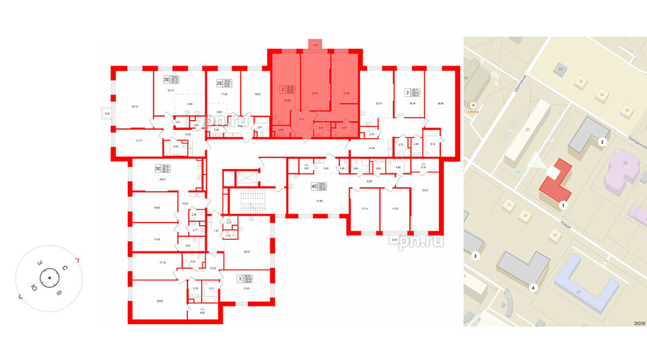 Квартира в ЖК «VI квартал», 2 комнатная, 93.82 м², 3 этаж