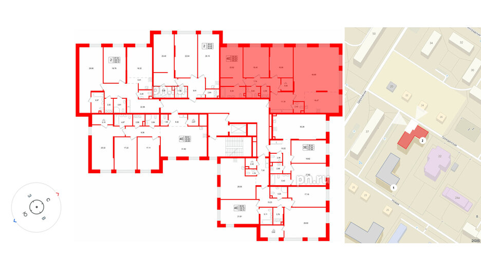 Квартира в ЖК «VI квартал», 3 комнатная, 159.26 м², 2 этаж