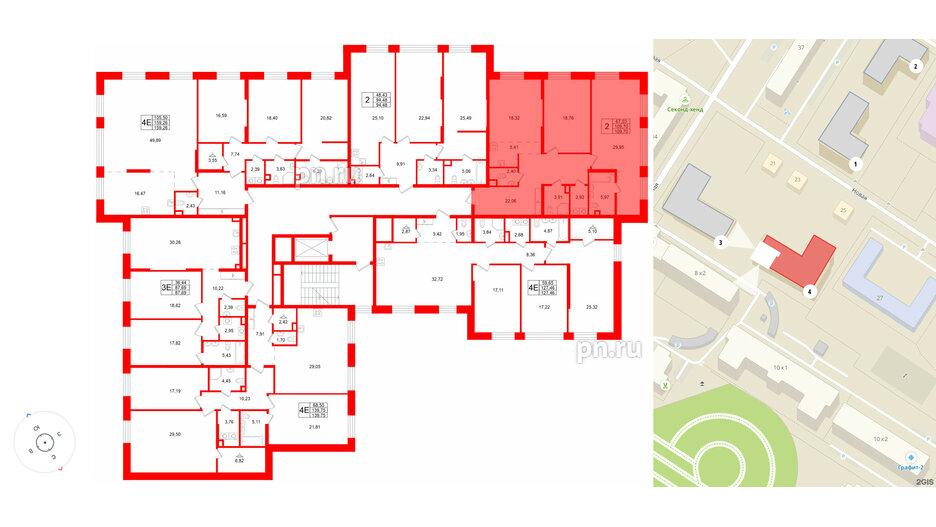 Квартира в ЖК «VI квартал», 2 комнатная, 109.7 м², 2 этаж