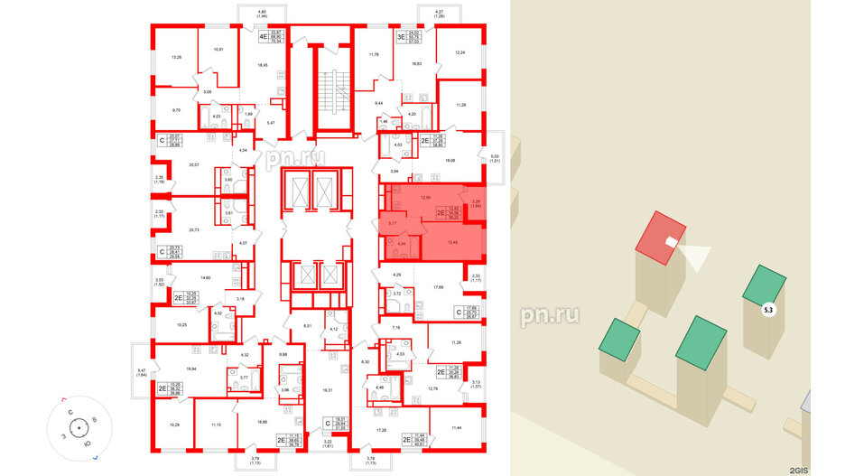 Квартира в ЖК «Имена», 1 комнатная, 36.2 м², 14 этаж