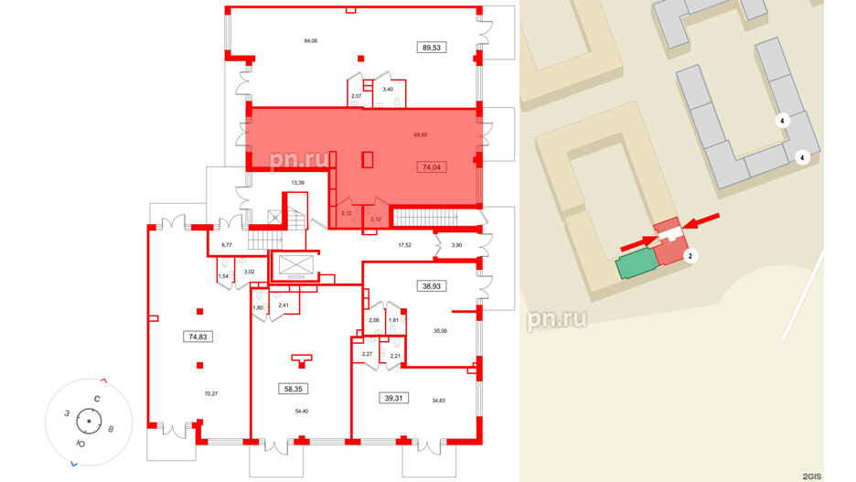 Помещение в ЖК Дубровский, 74.04 м², 1 этаж
