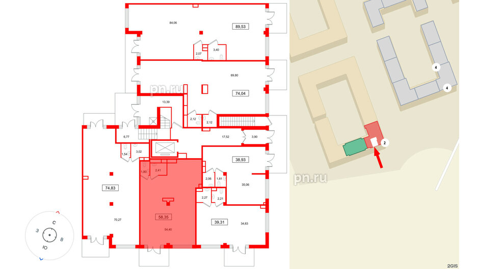 Помещение в ЖК Дубровский, 58.35 м², 1 этаж