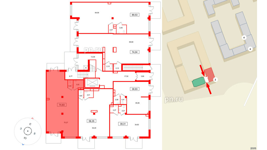 Помещение в ЖК Дубровский, 74.83 м², 1 этаж