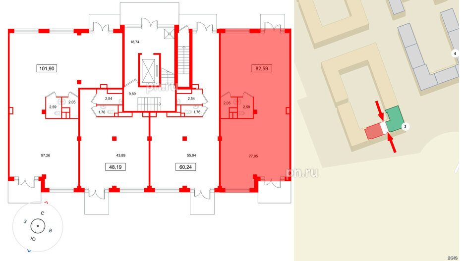 Помещение в ЖК Дубровский, 82.59 м², 1 этаж