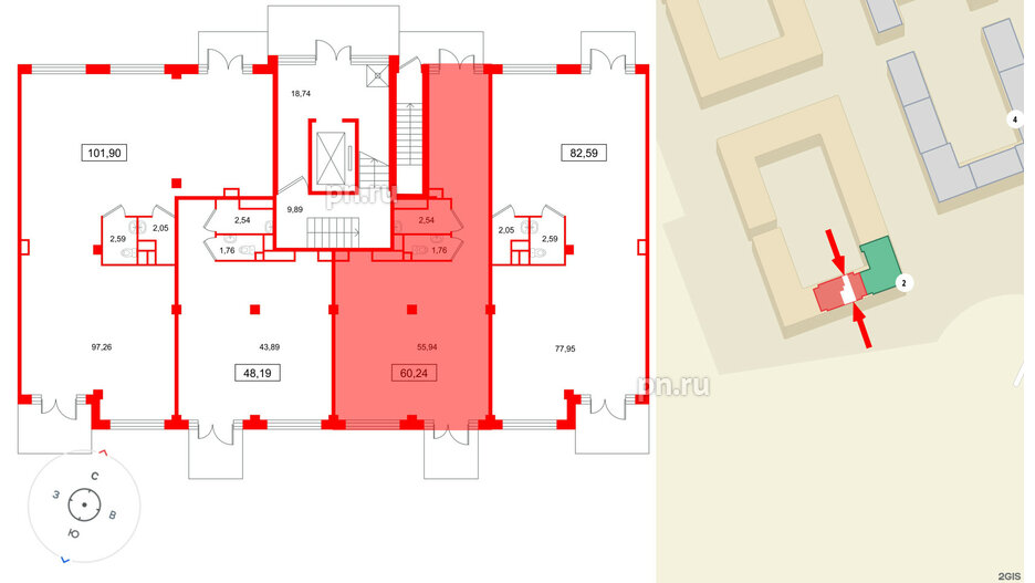 Помещение в ЖК Дубровский, 60.24 м², 1 этаж