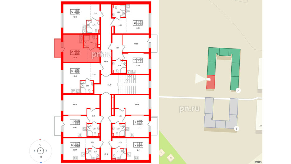 Квартира в ЖК «Аннино Сити», студия, 24.04 м², 4 этаж