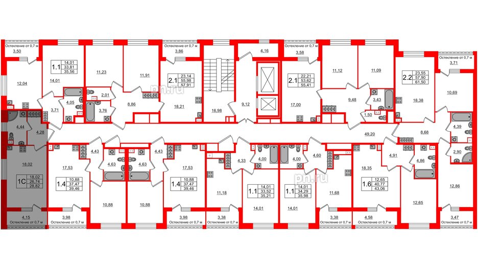 Квартира в ЖК Прайм Приморский, студия, 26.74 м², 2 этаж